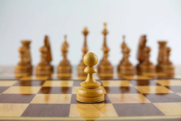 First Step White Chess Wooden Piece — Stock Photo, Image