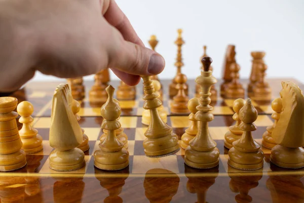 Man Takes Step Chess Piece — Stock Photo, Image