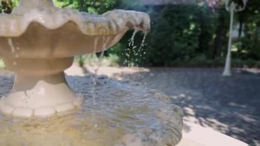 Bahçedeki dekoratif çeşme.