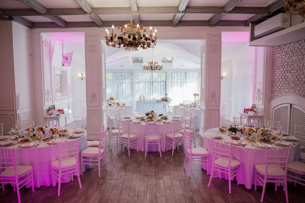 Mesa Boda Restaurante Con Decoración Comida — Foto de Stock