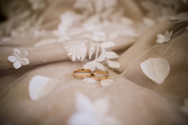 Anéis Ouro Vestido Noiva Noiva — Fotografia de Stock