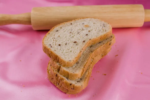 Нарізаний Хліб Прокатним Штифтом Тканині — стокове фото
