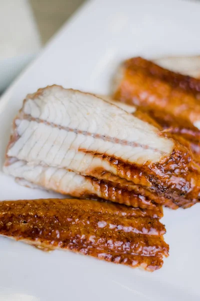 stock image a chopped eel on the table for Japanese food rolls