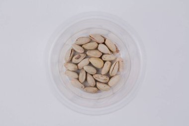 Beyaz arka planda pakette son kapalı fıstık.