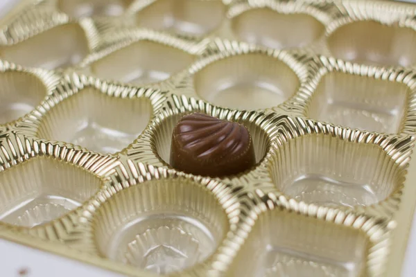 Τελευταίες Σοκολάτες Ένα Κουτί Καραμέλα — Φωτογραφία Αρχείου