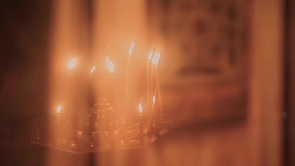 Yellow Church Candles Burn Church — Stock Video