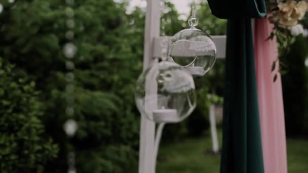 Arco Para Una Ceremonia Boda Parque Con Decoración — Vídeos de Stock