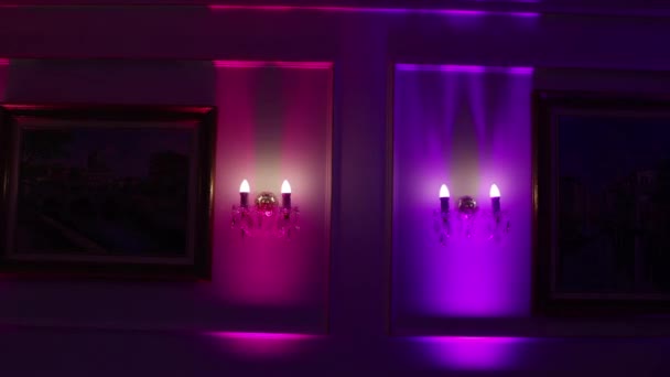 Glühbirnen Und Scheinwerfer Lichtmusik Auf Der Tanzfläche Club — Stockvideo