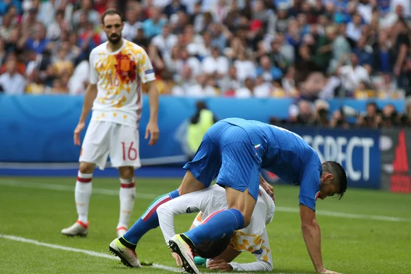 Euro 2016 we Francji - mecz pomiędzy Hiszpania Vs Włochy — Zdjęcie stockowe