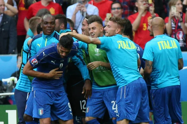 Euro 2016 we Francji - mecz pomiędzy Hiszpania Vs Włochy — Zdjęcie stockowe