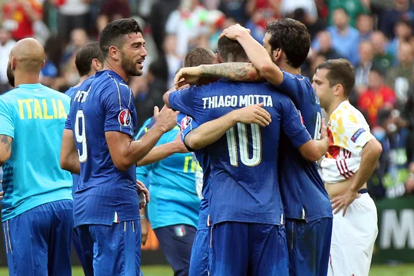 Євро 2016 у Франції - матч між Іспанії проти Італії — стокове фото