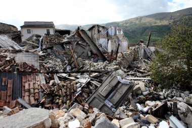 houses destroyed by the earthquake in central italy clipart