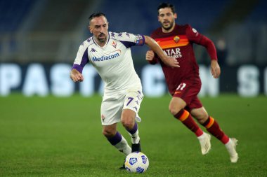 Roma, İtalya - 01 / 11 / 2020: FRIBERY (FIORENTINA) İtalyan Serisi A Ligi 'nde Roma' daki Olimpiyat Stadyumu 'nda As Roma ve Fiorentina arasında oynanan 20 / 21 futbol karşılaşması sırasında