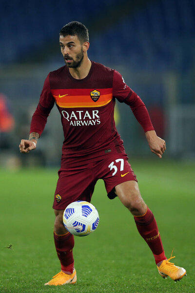 Rome, Italy - 01/11/2020: Leonardo Spinazzola (AS ROMA)  in action during the Italian Serie A league 20/21 soccer match  between As Roma and Fiorentina, at Olympic Stadium in Rome