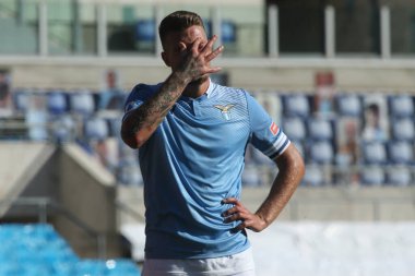 Roma, İtalya - 08 / 11 / 2020: Milinkoviç-Saviç (LAZIO) Serie A İtalya Ligi karşılaşmasında Roma 'daki Olimpiyat Stadyumu' nda SS LAZIO FC Juventus 'a karşı..