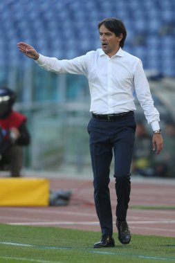 Roma, İtalya - 08 / 11 / 2020: Simone Inzaghi (LAZIO) Serie A İtalya Ligi karşılaşması sırasında Roma Olimpiyat Stadyumu 'nda SS LAZIO FC Juventus' a karşı.