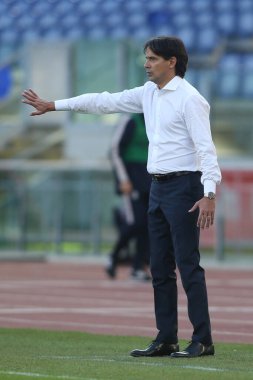 Roma, İtalya - 08 / 11 / 2020: Simone Inzaghi (LAZIO) Serie A İtalya Ligi karşılaşması sırasında Roma Olimpiyat Stadyumu 'nda SS LAZIO FC Juventus' a karşı.