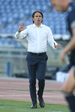 Roma, İtalya - 08 / 11 / 2020: Simone Inzaghi (LAZIO) Serie A İtalya Ligi karşılaşması sırasında Roma Olimpiyat Stadyumu 'nda SS LAZIO FC Juventus' a karşı.