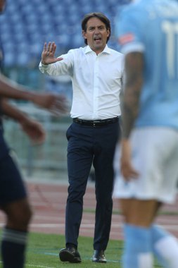 Roma, İtalya - 08 / 11 / 2020: Simone Inzaghi (LAZIO) Serie A İtalya Ligi karşılaşması sırasında Roma Olimpiyat Stadyumu 'nda SS LAZIO FC Juventus' a karşı.