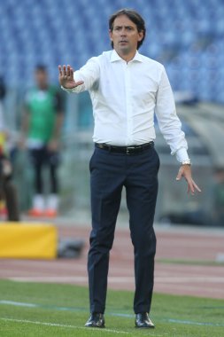 Roma, İtalya - 08 / 11 / 2020: Simone Inzaghi (LAZIO) Serie A İtalya Ligi karşılaşması sırasında Roma Olimpiyat Stadyumu 'nda SS LAZIO FC Juventus' a karşı.