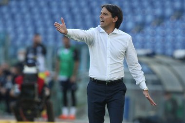 Roma, İtalya - 08 / 11 / 2020: Simone Inzaghi (LAZIO) Serie A İtalya Ligi karşılaşması sırasında Roma Olimpiyat Stadyumu 'nda SS LAZIO FC Juventus' a karşı.