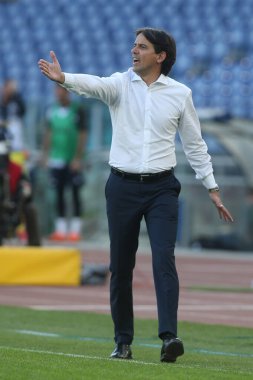 Roma, İtalya - 08 / 11 / 2020: Simone Inzaghi (LAZIO) Serie A İtalya Ligi karşılaşması sırasında Roma Olimpiyat Stadyumu 'nda SS LAZIO FC Juventus' a karşı.