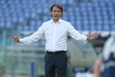 Roma, İtalya - 08 / 11 / 2020: Simone Inzaghi (LAZIO) Serie A İtalya Ligi karşılaşması sırasında Roma Olimpiyat Stadyumu 'nda SS LAZIO FC Juventus' a karşı.
