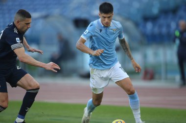Roma, İtalya - 08 / 11 / 2020: Joaquin Correa Serie A İtalya Ligi karşılaşması sırasında Roma Olimpiyat Stadyumu 'nda SS LAZIO FC Juventus' a karşı.
