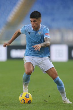 Roma, İtalya - 08 / 11 / 2020: Joaquin Correa Serie A İtalya Ligi karşılaşması sırasında Roma Olimpiyat Stadyumu 'nda SS LAZIO FC Juventus' a karşı.