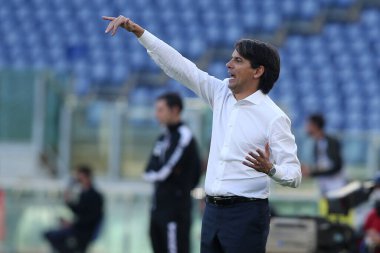 Roma, İtalya - 08 / 11 / 2020: Simone Inzaghi (LAZIO) Serie A İtalya Ligi karşılaşması sırasında Roma Olimpiyat Stadyumu 'nda SS LAZIO FC Juventus' a karşı.