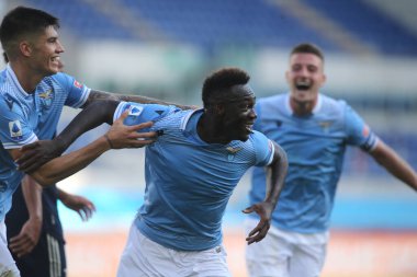 Roma, İtalya - 08 / 11 / 2020: Felipe Caicedo (LAZIO) Serie A İtalya Ligi karşılaşması sırasında gol ve kutlama puanı SS LAZIO FC Juventus 'a karşı Roma Olimpiyat Stadyumu' nda.