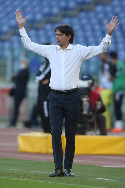 Rome Italië 2020 Simone Inzaghi Lazio Actie Tijdens Serie Italiaanse — Stockfoto