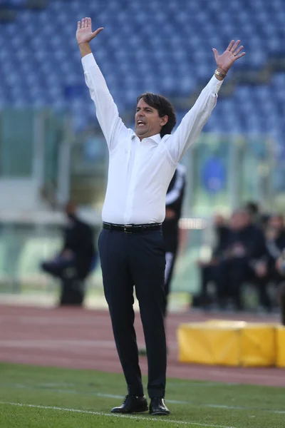 Roma Italia 2020 Simone Inzaghi Lazio Acción Durante Partido Liga —  Fotos de Stock