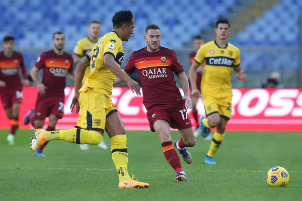 Roma Itália 2020 Jordan Veretout Roma Ação Durante Jogo Liga — Fotografia de Stock