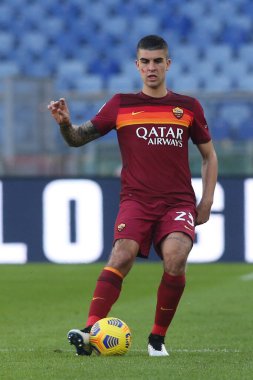 Roma, İtalya - 22 / 11 / 2020: GIANLUCA MANCINI (ROMA) Serie A İtalya Ligi karşılaşması sırasında Roma 'daki Olimpiyat Stadyumu' nda AS ROMA - PARMA CALCIO 1913.