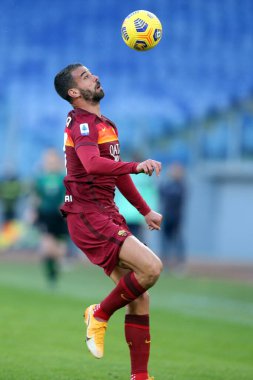 Roma, İtalya - 22 / 11 / 2020: LEONARDO SPINAZOLA (ROMA) Serie A İtalya Ligi karşılaşması sırasında Roma 'daki Olimpiyat Stadyumu' nda AS ROMA - PARMA CALCIO 1913.