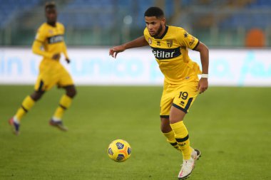 Roma, İtalya - 22 / 11 / 2020: SIMON SHOM (PARMA) Serie A İtalya Ligi karşılaşması sırasında Roma 'daki Olimpiyat Stadyumu' nda AS ROMA - PARMA CALCIO 1913.