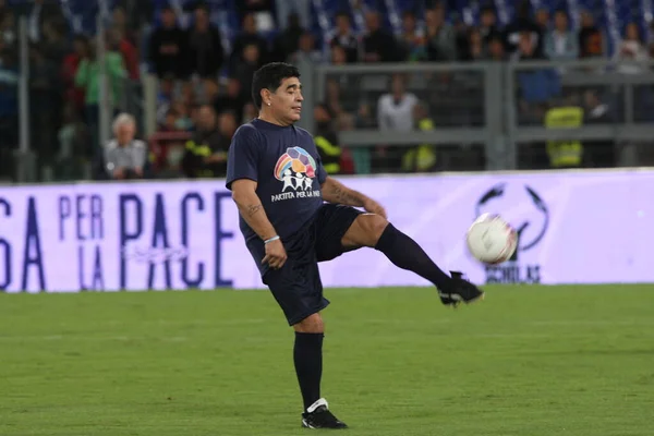 Rome Italy 2014 Diego Armando Maradona Action Friendly Match United — Stock Photo, Image