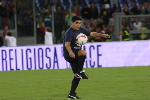 Rome Italie 2014 Diego Armando Maradona Action Lors Match Amical — Photo