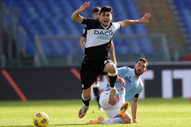 Roma, İtalya - 29 / 11 / 2020: FORESTIERI (UDINESE) İtalyan Serisi A Ligi 20 / 21 'de SS LAZIO ile UDINESE arasında oynanan Roma Olimpiyat Stadyumu' nda oynanan karşılaşma sırasında
