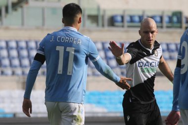 Roma, İtalya - 29 / 11 / 2020: Joaquin Correa İtalya Serie A ligi 20 / 21 futbol karşılaşmasında SS LAZIO ile UDINESE arasında Roma Olimpiyat Stadyumu 'nda oynanan karşılaşmada