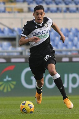 Roma, İtalya - 29 / 11 / 2020: MOLINA (UDINESE) İtalya Serisi sırasında SS LAZIO ile UDINESE arasında oynanan 20 / 21 'lik futbol maçı sırasında Roma Olimpiyat Stadyumu' nda gerçekleşti