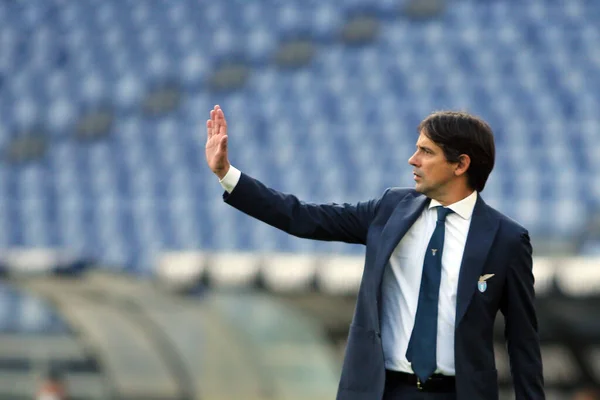 โรม ตาล 2020 Simone Inzaghi Lazio ในระหว างการแข ตบอลล ตาล — ภาพถ่ายสต็อก