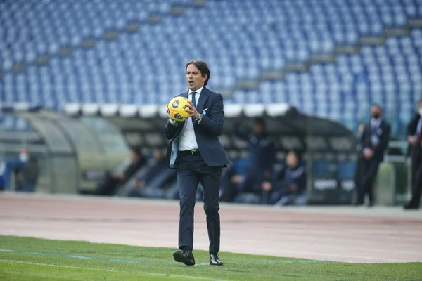 โรม ตาล 2020 Simone Inzaghi Lazio ในระหว างการแข ตบอลล ตาล — ภาพถ่ายสต็อก