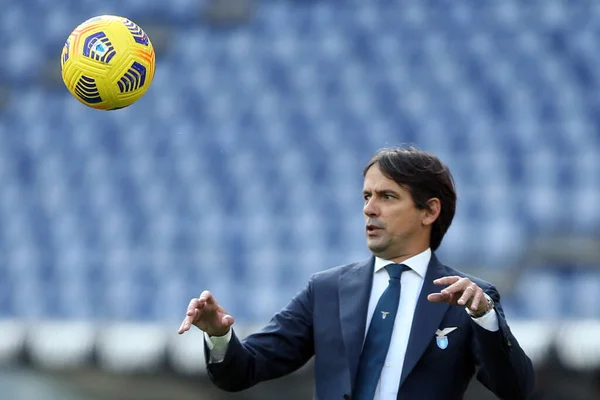 Roma Italia 2020 Simone Inzaghi Lazio Acción Durante Partido Fútbol —  Fotos de Stock