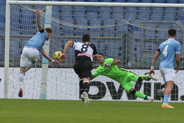 Rome Italie 2020 Ciro Immobile Lazio Couvrez Pénalité Lors Match — Photo