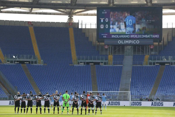 Рим Италия 2020 Помните Диего Марадону Развитии Перед Футбольным Матчем — стоковое фото