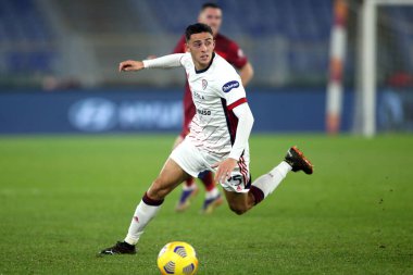 ROME, İtalya - 23.12.2020: GZAPPA (CAGLIARI) İtalyan Serie A Ligi 2020 karşılaşmasında AS ROMA - CAGLIARI Olimpiyat Stadyumu