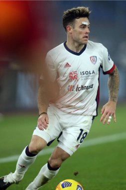 ROME, İtalya - 23.12.2020: N.NANDEZ (CAGLIARI) İtalyan Serie A Ligi 2020 futbol karşılaşmasında AS ROMA - CAGLIARI Olimpiyat Stadyumu 'nda