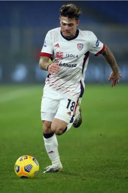 ROME, İtalya - 23.12.2020: N.NANDEZ (CAGLIARI) İtalyan Serie A Ligi 2020 futbol karşılaşmasında AS ROMA - CAGLIARI Olimpiyat Stadyumu 'nda